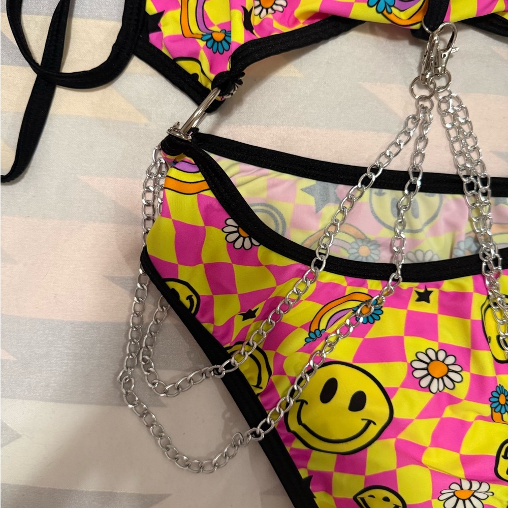 IHeartRaves x Rolita Couture Smiley Face Rave Bodysuit - Picture 2 of 7